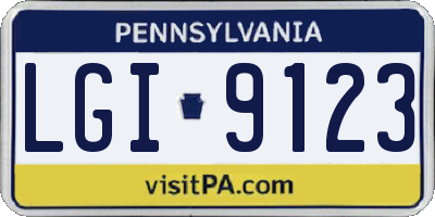 PA license plate LGI9123