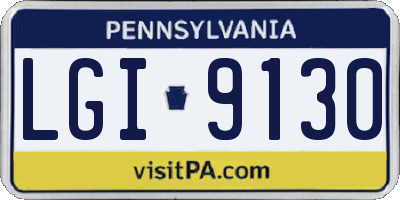 PA license plate LGI9130