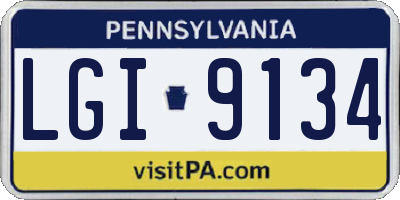 PA license plate LGI9134