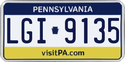 PA license plate LGI9135
