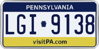 PA license plate LGI9138