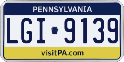 PA license plate LGI9139