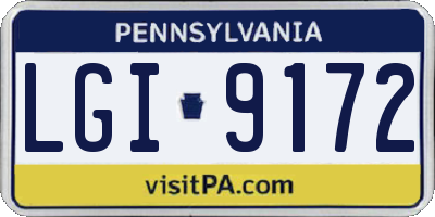 PA license plate LGI9172