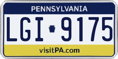 PA license plate LGI9175