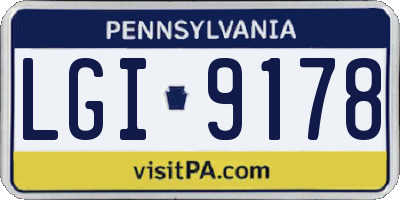 PA license plate LGI9178