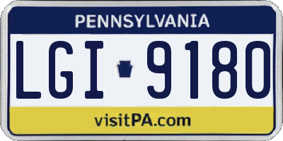 PA license plate LGI9180