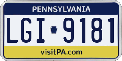 PA license plate LGI9181