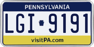 PA license plate LGI9191