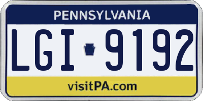 PA license plate LGI9192