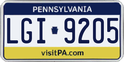 PA license plate LGI9205