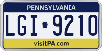 PA license plate LGI9210