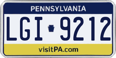 PA license plate LGI9212