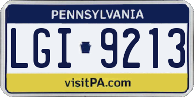 PA license plate LGI9213