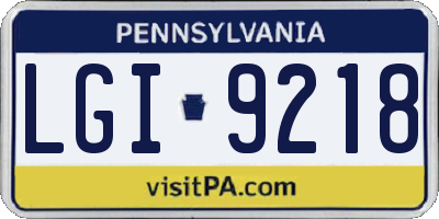 PA license plate LGI9218