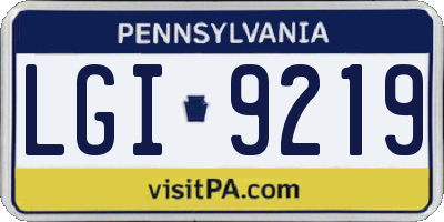 PA license plate LGI9219