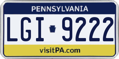 PA license plate LGI9222