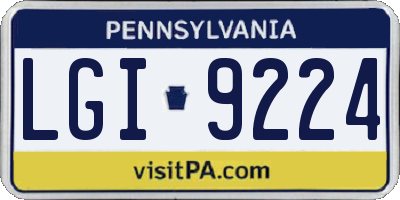 PA license plate LGI9224
