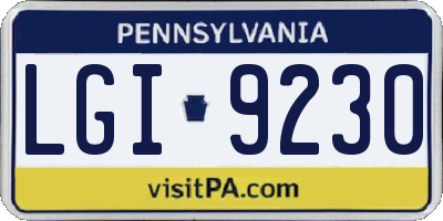 PA license plate LGI9230
