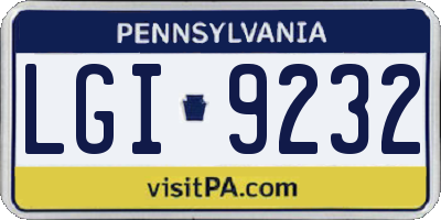 PA license plate LGI9232