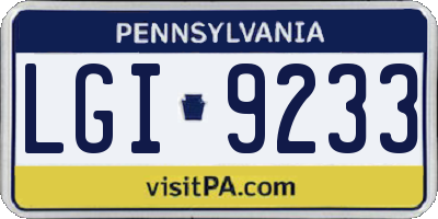 PA license plate LGI9233