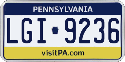 PA license plate LGI9236
