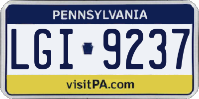 PA license plate LGI9237