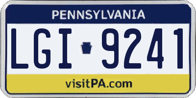 PA license plate LGI9241