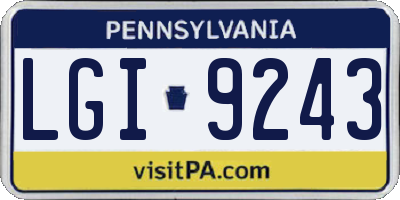 PA license plate LGI9243