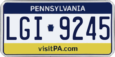 PA license plate LGI9245