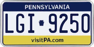 PA license plate LGI9250