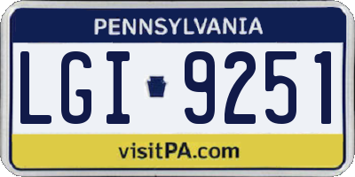 PA license plate LGI9251
