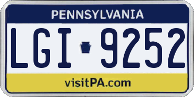 PA license plate LGI9252