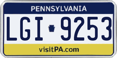 PA license plate LGI9253