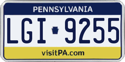 PA license plate LGI9255