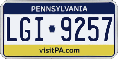 PA license plate LGI9257