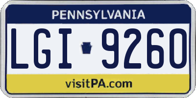 PA license plate LGI9260