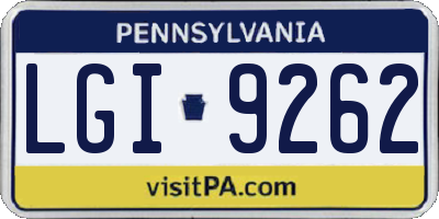 PA license plate LGI9262
