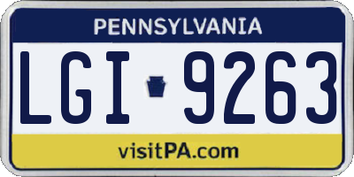 PA license plate LGI9263