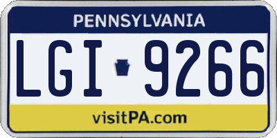 PA license plate LGI9266