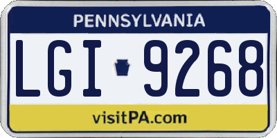 PA license plate LGI9268