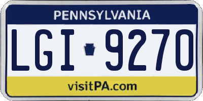 PA license plate LGI9270