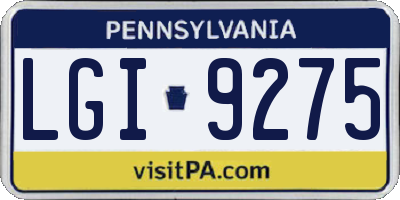 PA license plate LGI9275