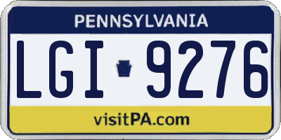PA license plate LGI9276