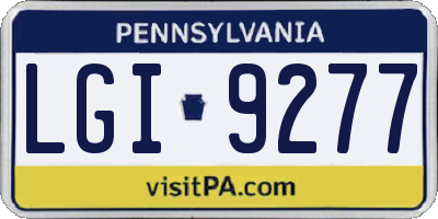 PA license plate LGI9277