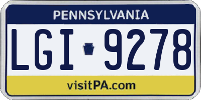 PA license plate LGI9278