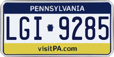 PA license plate LGI9285
