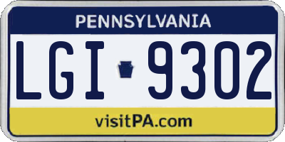 PA license plate LGI9302