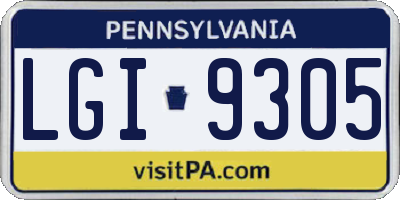 PA license plate LGI9305