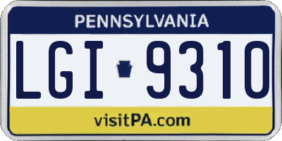 PA license plate LGI9310