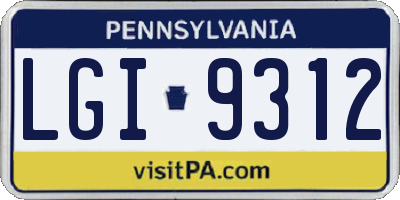 PA license plate LGI9312